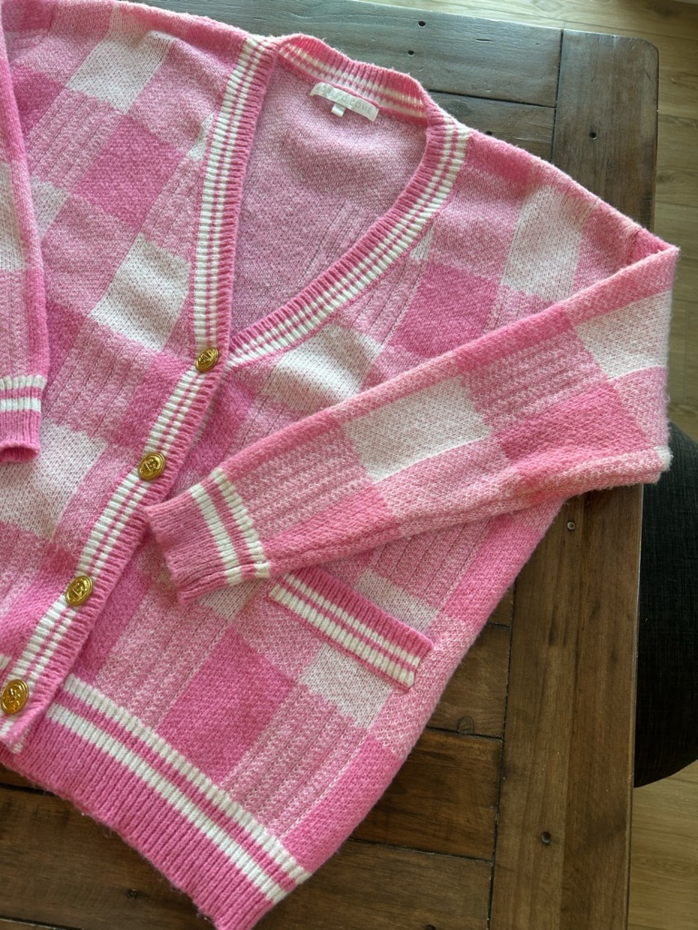 More to Come Revolve Bonnie Pink Plaid Cardigan Sweater XS - Picture 6 of 12